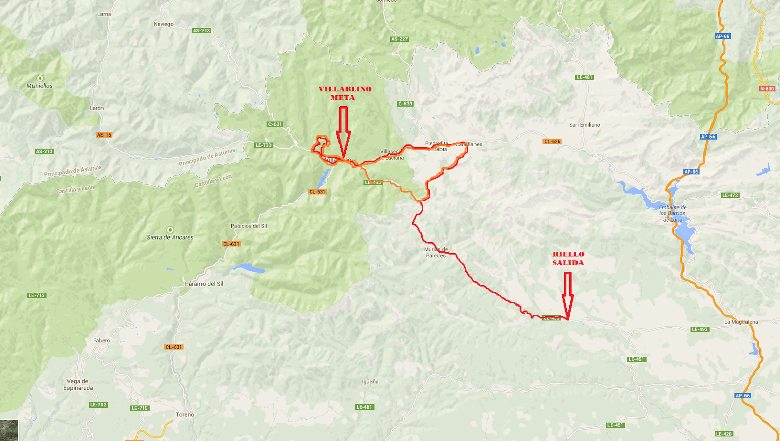 El Pelotón Etapa 3: Riello - Villablino. 131,7 km. map03