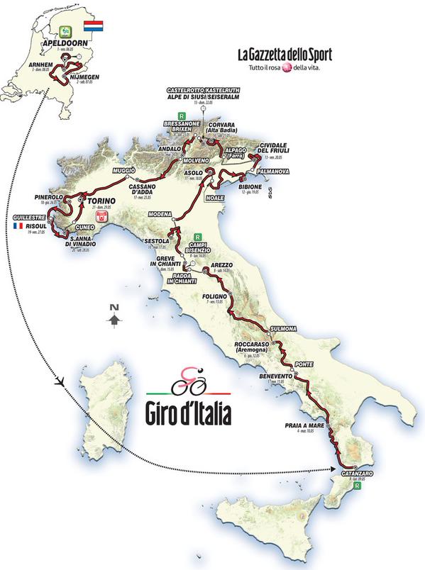 El Pelotón Presentado el recorrido del Giro de Italia 2016