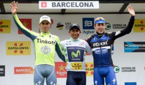 Podium final de la Volta a Catalunya con Nairo Quintana como vencedor