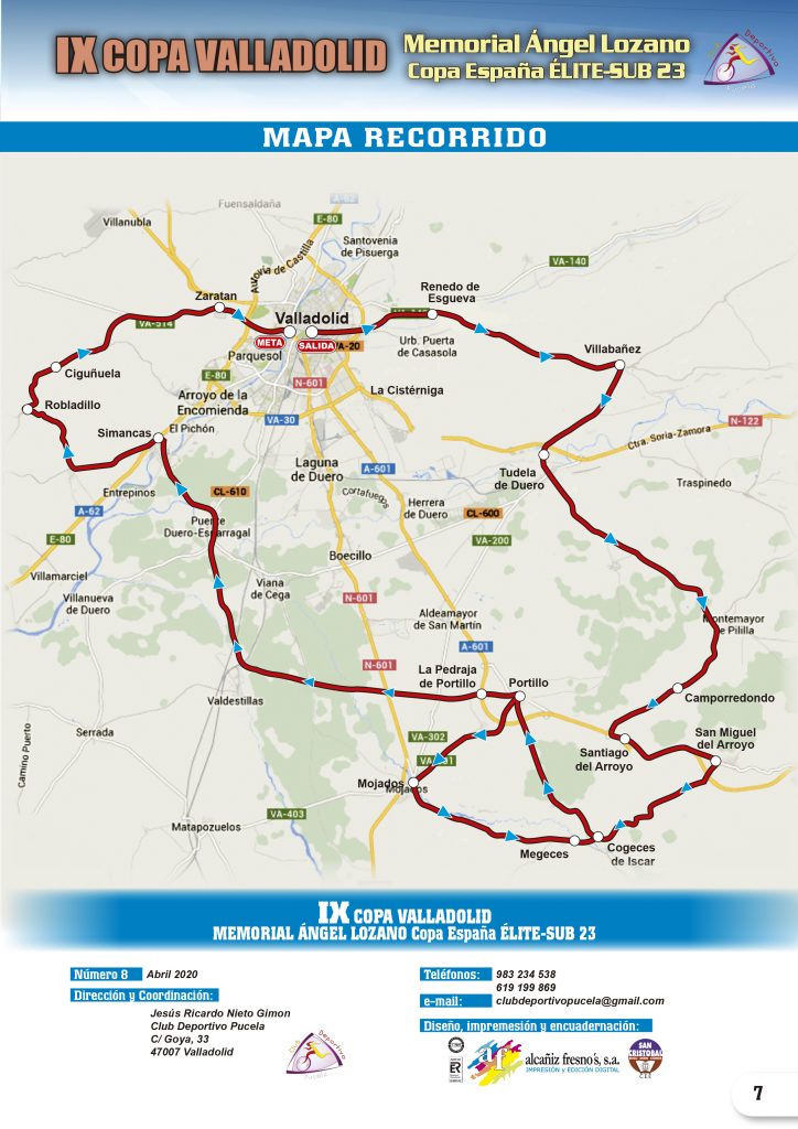 El Pelotón PREVIA: El Memorial Ángel Lozano de Valladolid retoma la Copa de España 2020 Mapa recorrido Memorial Ángel Lozano Valladolid