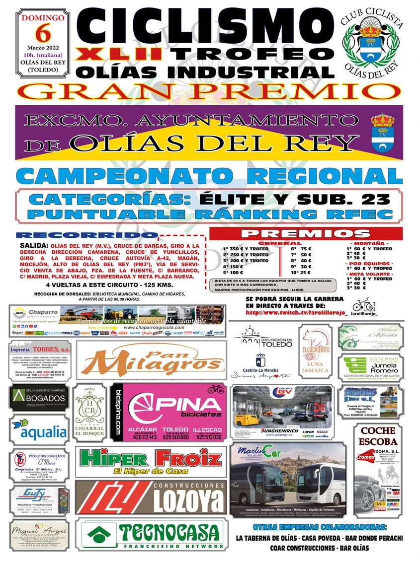 El Pelotón Directo TV: Trofeo Olías Industrial 2022 Cartel del XLII Trofeo Olías Industrial