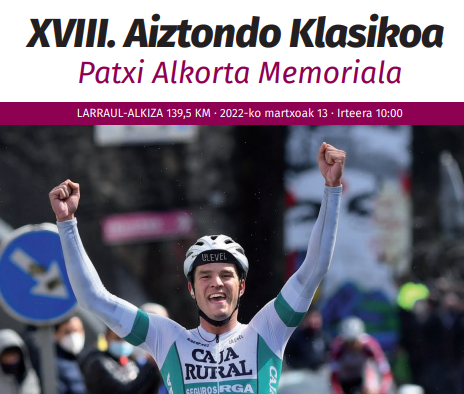 El Pelotón DIRECTO TV: XVIII AIZTONDO KLASIKA 2022 Aiztondo Klasikoa cartel 2022