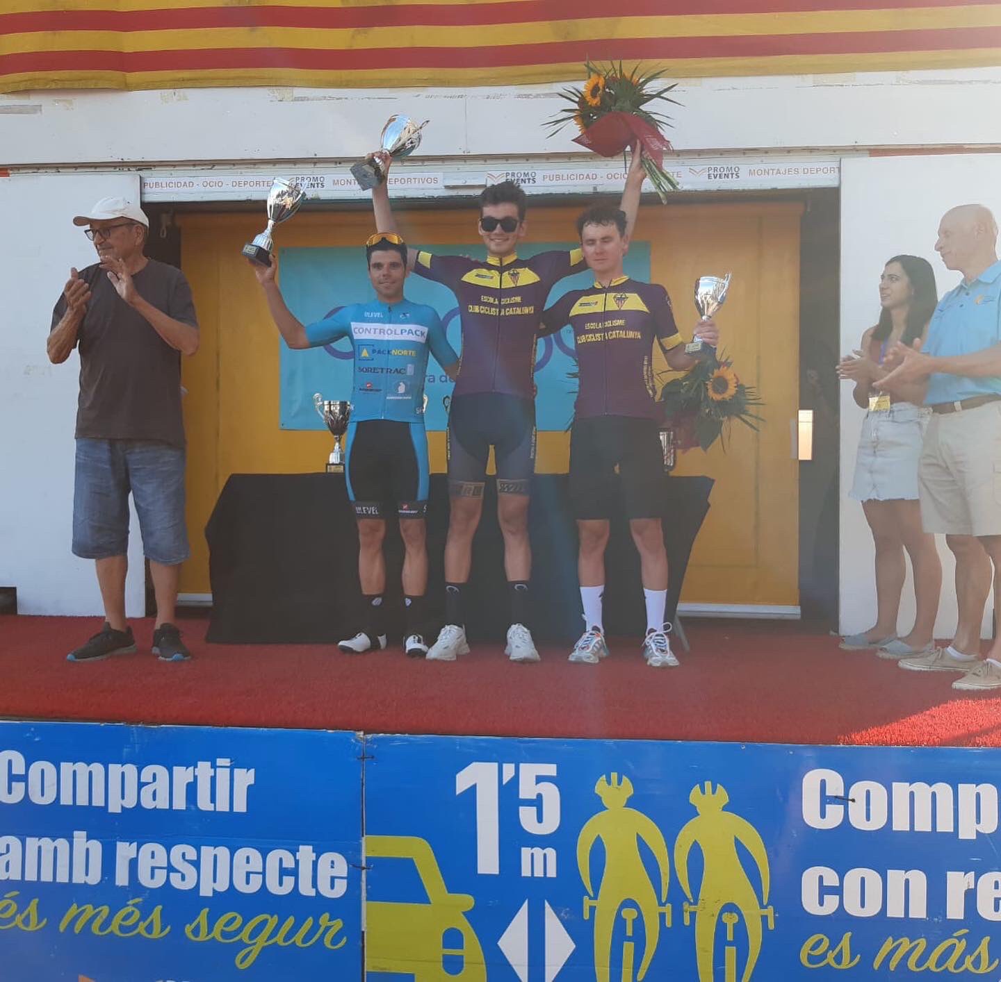 Podium en Sant Pere de Ribes con Gonov, Prades y Shchegolkov