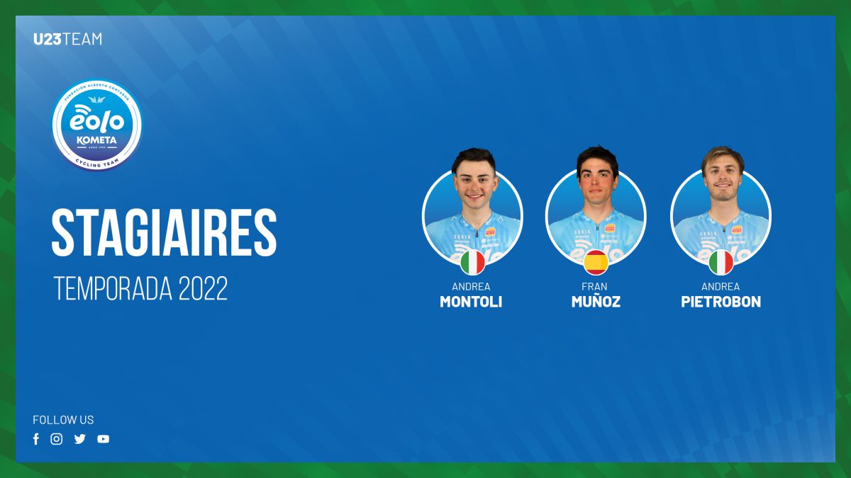 Andrea Montoli, Fran Muñoz y Adrea Pietrobon Eolo Kometa Cycling Team