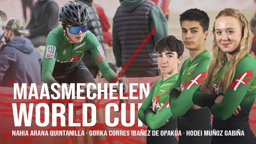 Gorka Corres, Nahia Arana y Hodei Muñoz en Maasmechelen