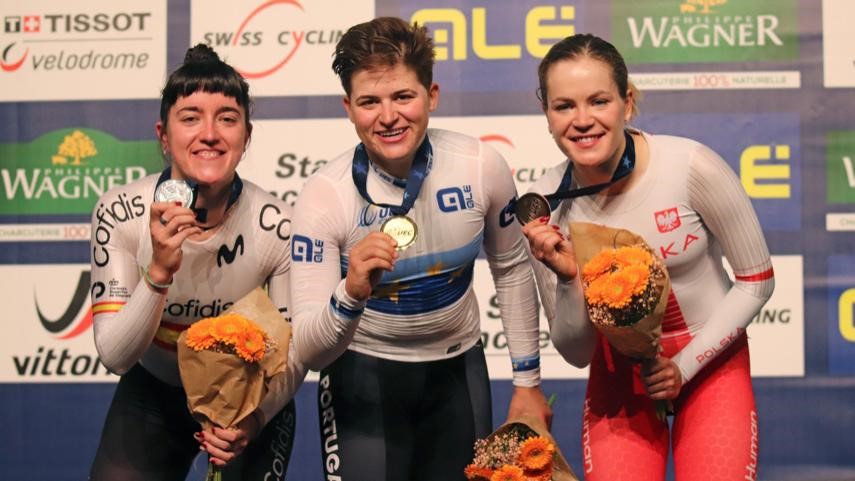 Eukene Larrarte plata en Scrtatch del Europeo de Pista