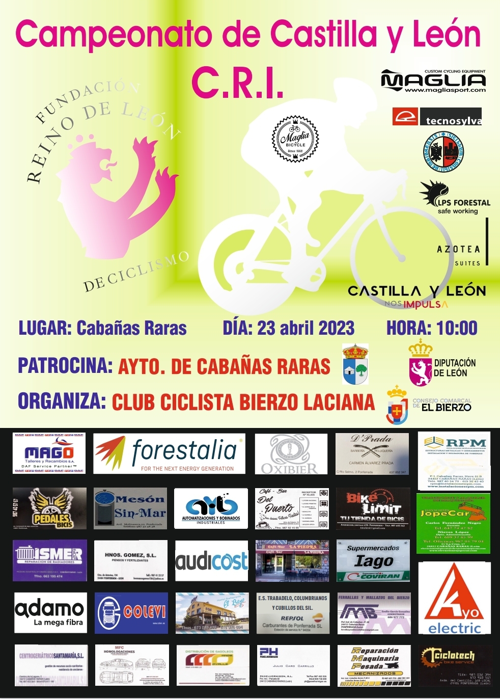 Cartel del Campeonato de Castilla y León de contrarreloj 2023 en Cabañas Raras