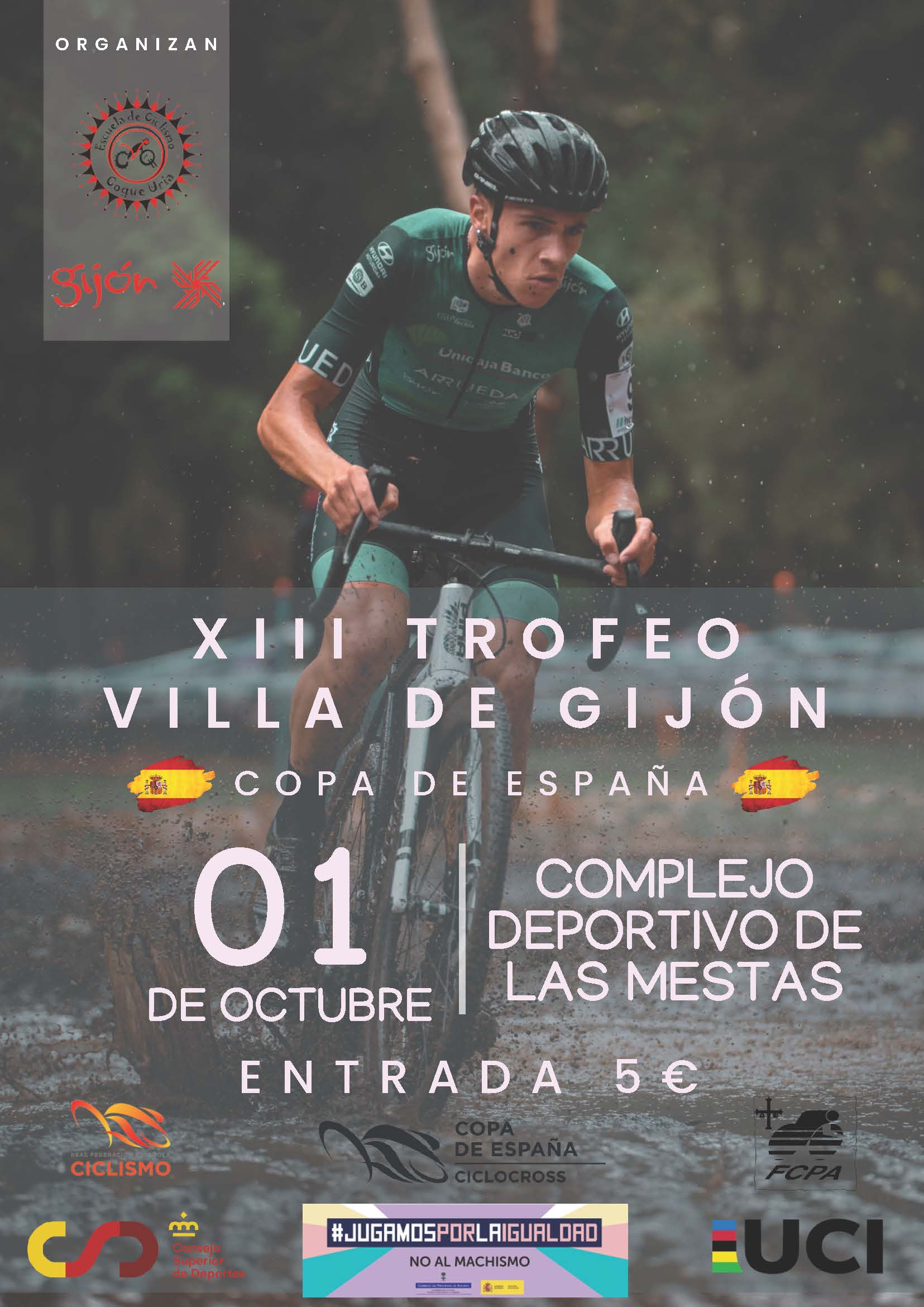 Gijón se prepara para su fin de semana grande de ciclocrós. Cartel Trofeo Villa de Gijón 2023