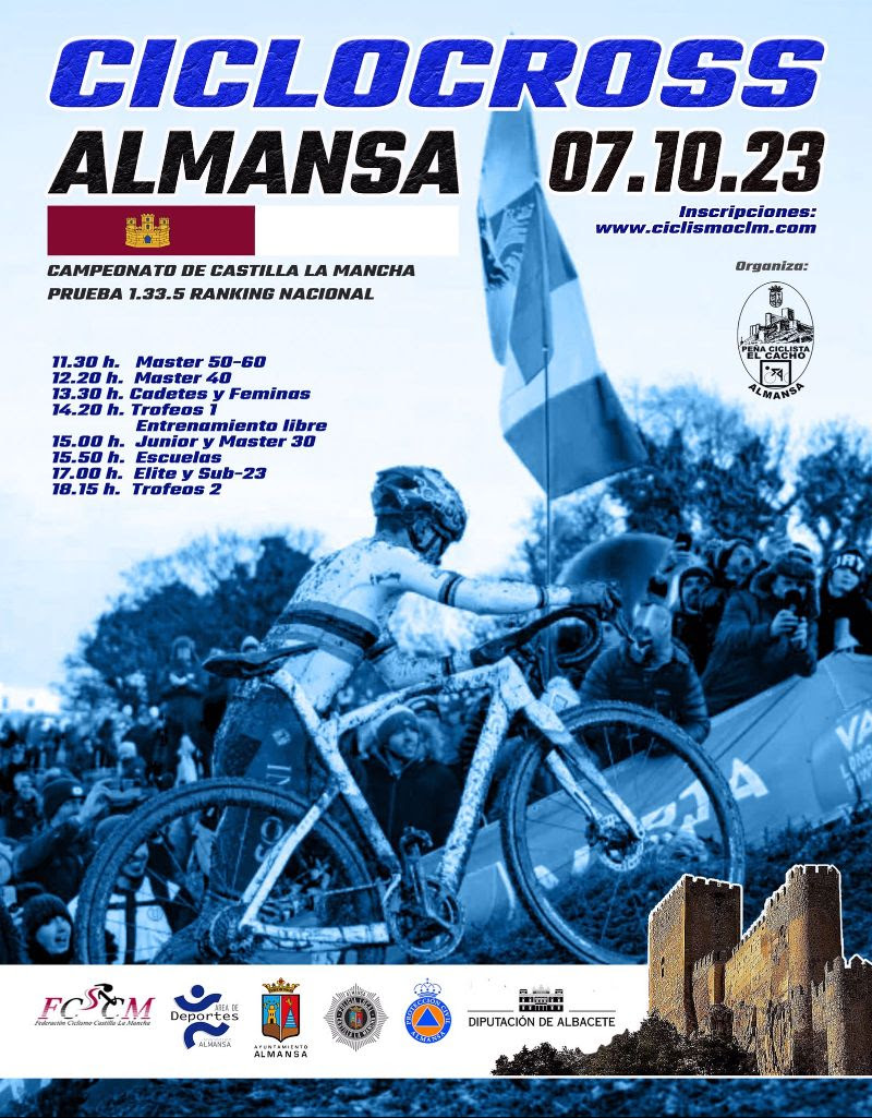 Cartel ciclocross Almansa. Más de doscientos ciclistas se darán cita este sábado en el I Ciclocross de Almansa, Campeonato Regional 2023