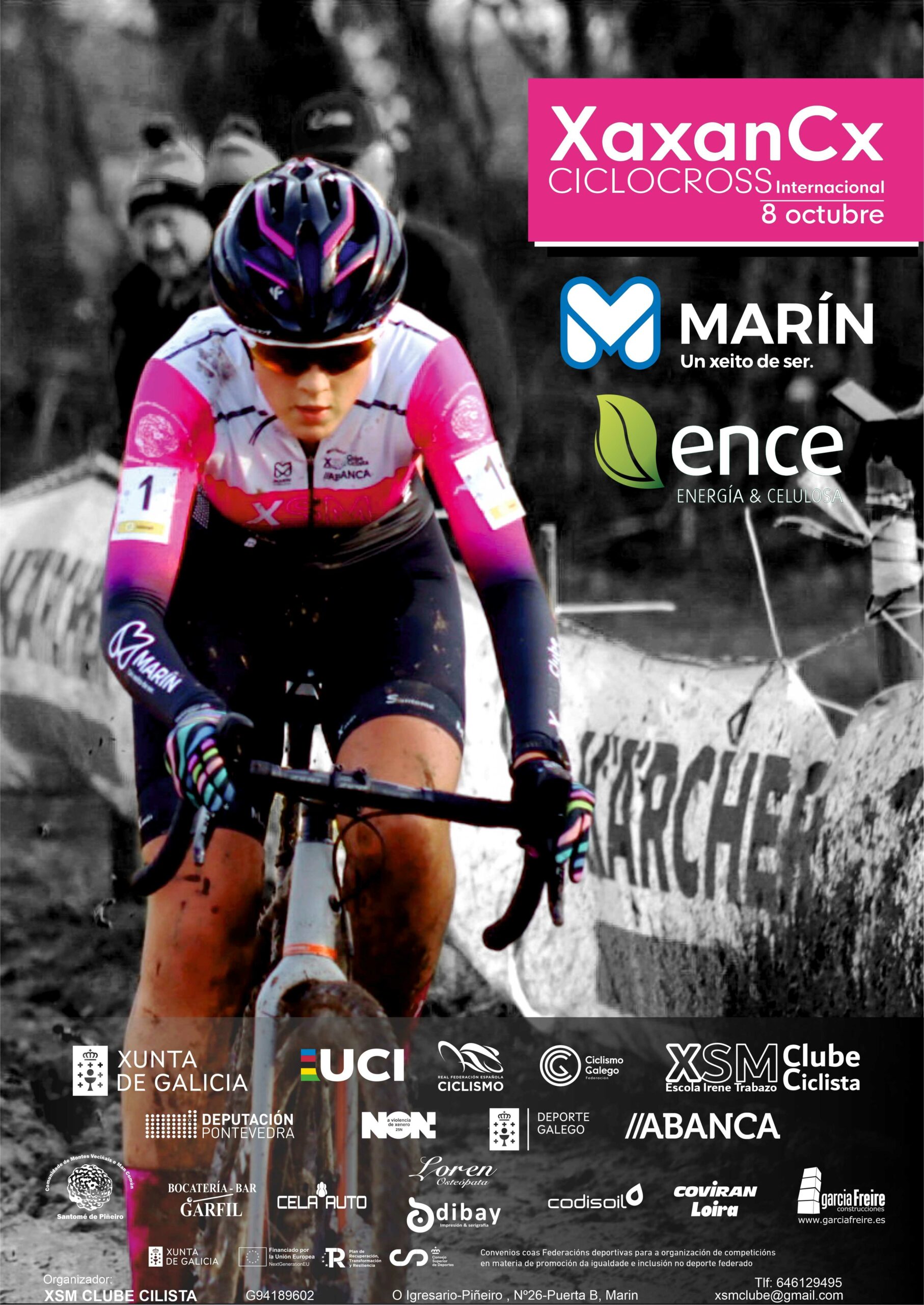 Cartel Xaxan CX. Marín ofrece la segunda cita del calendario internacional de ciclocrós en Galicia 2023