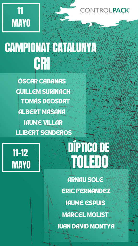 El Pelotón El Controlpack, buscará protagonismo en Toledo y revalidar sus triunfos en Villanueva de Castellón y el Campionat de Catalunya CRI El Pelotón El Controlpack, buscará protagonismo en Toledo y revalidar sus triunfos en Villanueva de Castellón y el Campionat de Catalunya CRI