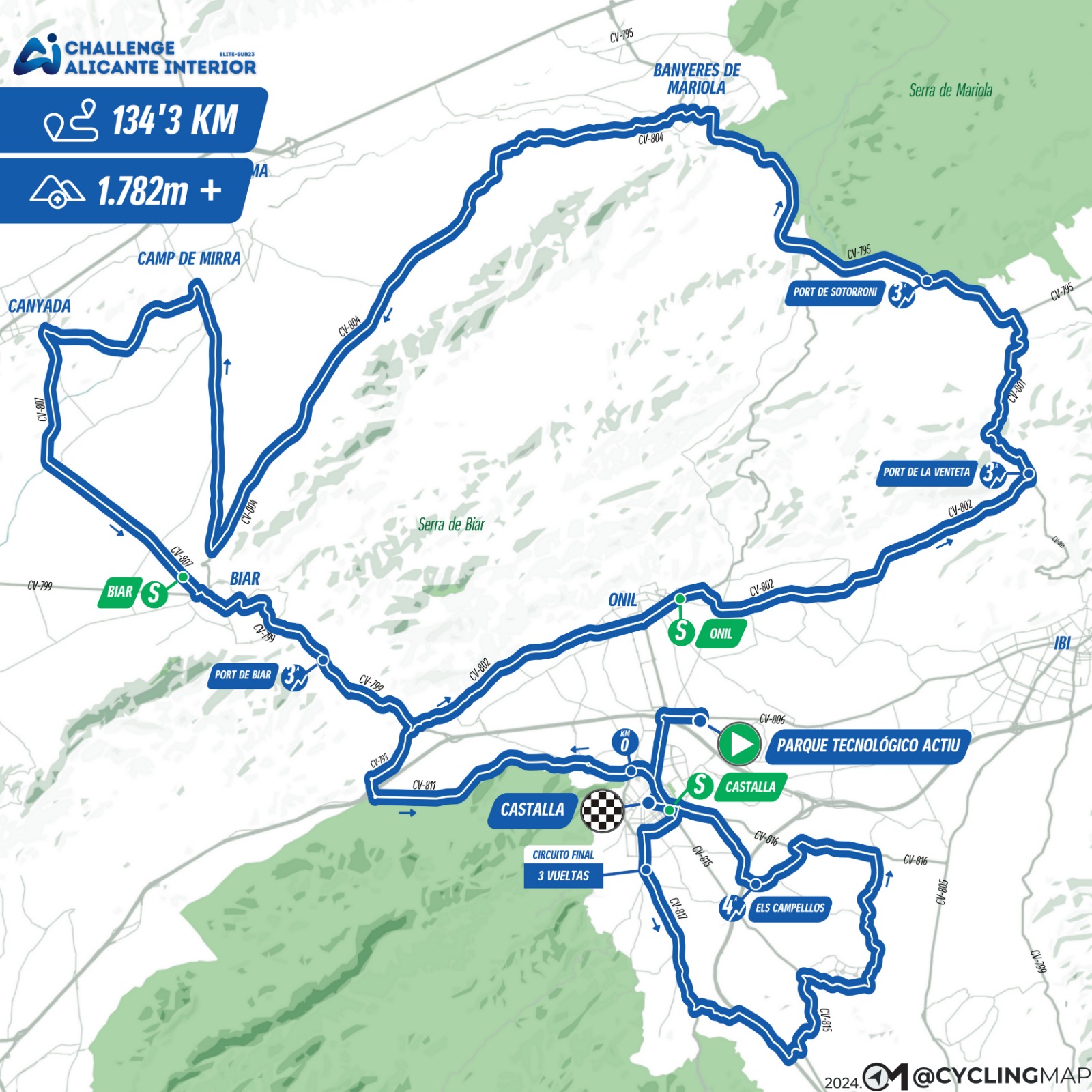 Mapa de la primera etapa de la Challenge Alicante Interior 2024