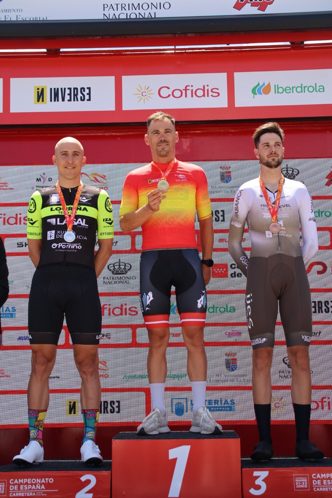 Podio élite del Cto de España de crono élite con Teruel, Martín y Bennassar (Foto: RFEC)