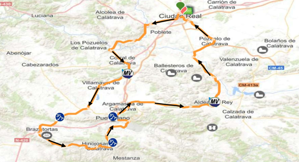 El Pelotón El Cinturón de La Mancha se estrena el 11 de agosto con 166 kilómetros de recorrido Mapa Cinturón de La Mancha