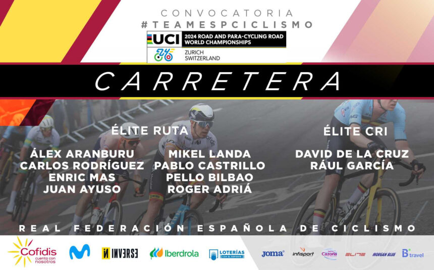 El Pelotón Convocatoria de la Selección Española Élite masculina de carretera para el Mundial de Zúrich RFEC Mundial Zurich 2024