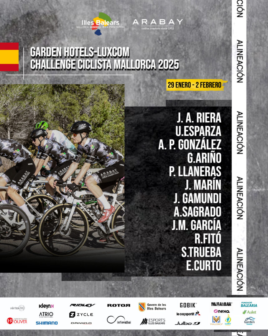 El Pelotón Illes Balears - Arabay, listo para correr en casa en la Garden Hotels-Luxcom Challenge Ciclista Mallorca ALINEACION COMPLETA CHALLENGE TW