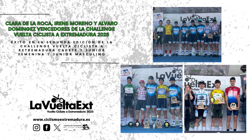 El Pelotón La Challenge Vuelta a Extremadura junior encumbra a Roca, Moreno y Domínguez Challenge Vuelta Extremadura Junior