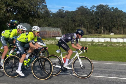 Pau Llaneras, durante su escapada en la 1ª etapa de O Gran Camiño.