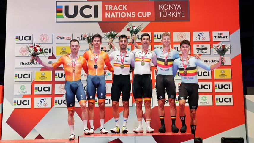 El Pelotón Albert Torres y Sebastián Mora conquistan el oro en la Madison de la Copa de las Naciones de Konya Torres Mora Madison Copa de las Naciones de Konya