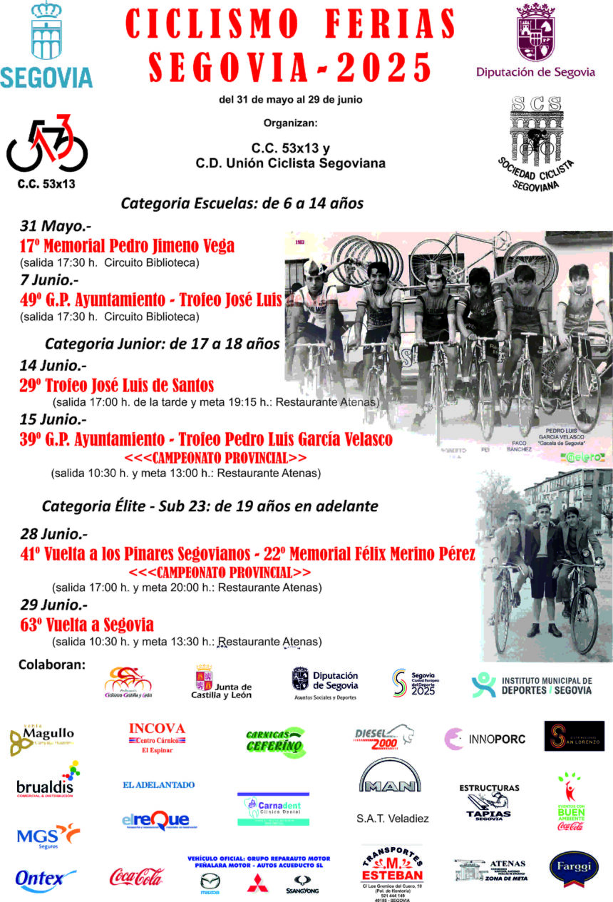 El Pelotón PREVIA | Segovia vive sus fiestas subida a la bicicleta Cartel de la Vuelta a los Pinares Segovianos y la Vuelta a Segovia 2025