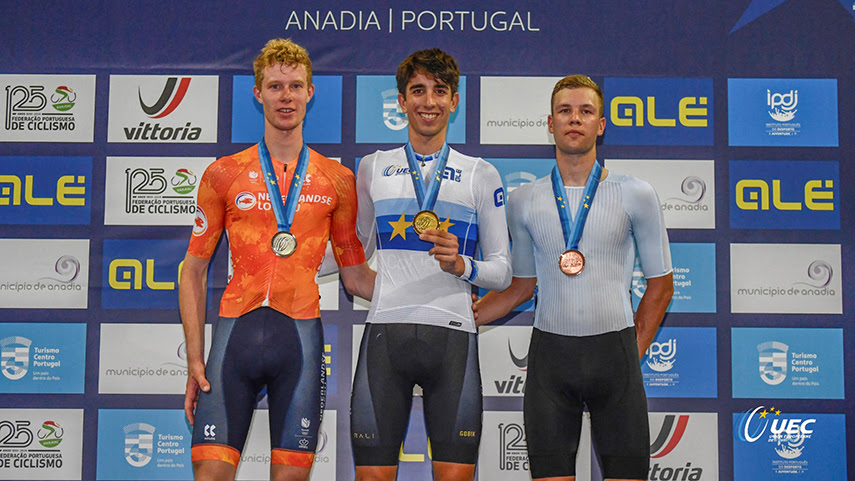 El Pelotón Héctor Álvarez se exhibe para proclamarse campeón de Europa sub-23 de ómnium en Anadia RFEC Campeonato de Europa Pista Héctor Álvarez