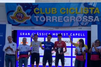 Podio en Torregrossa 2025 con Gomiz, Domenech y Figuls (Foto: Classica Modest Capell)