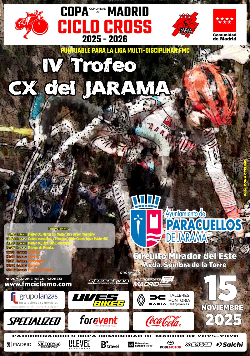 El Pelotón El IV Ciclocross del Jarama se disputará el 15 de noviembre Cartel CX Paracuellos 2025