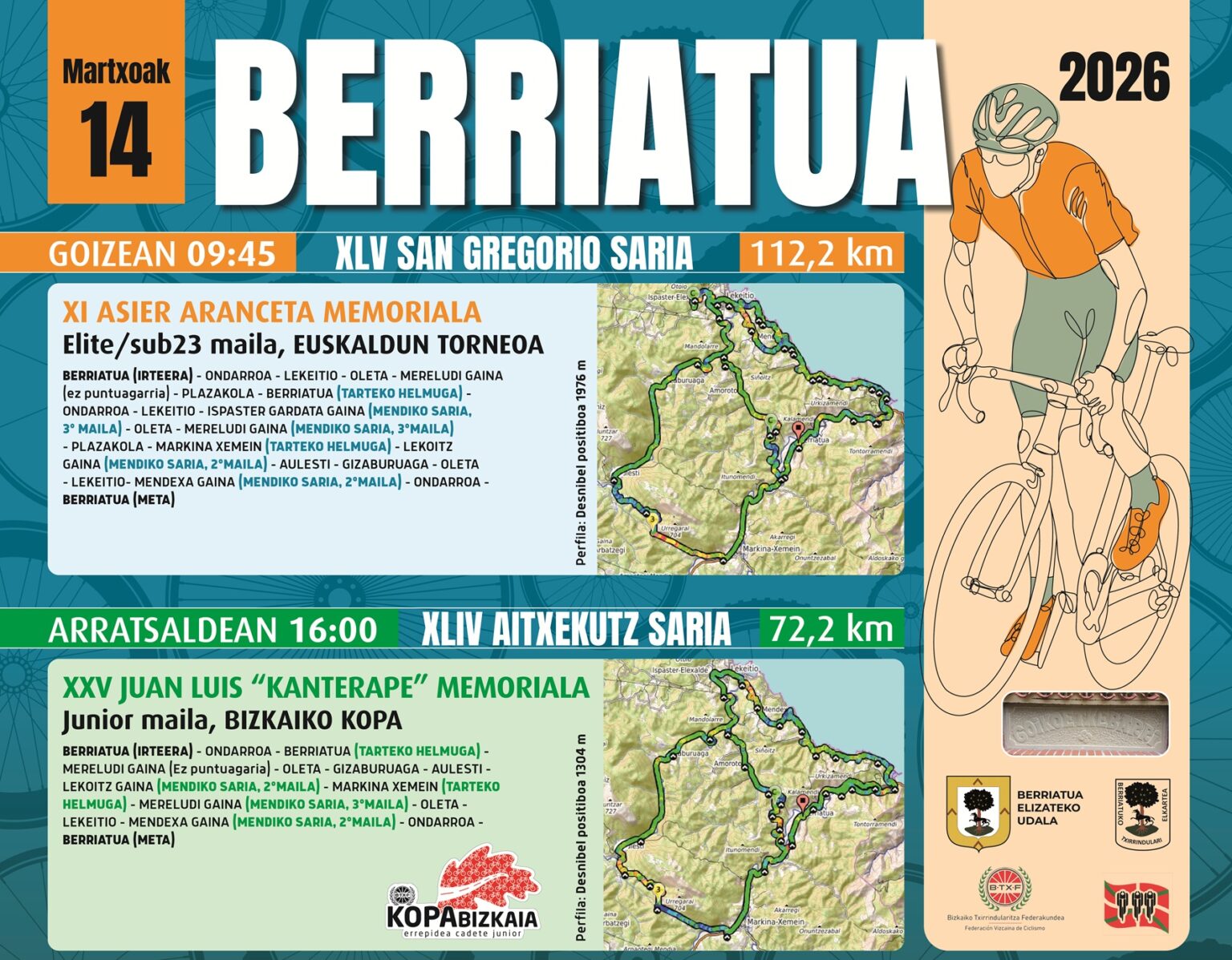 Cartel de la prueba de Berriatua - Torneo Euskaldun 2026