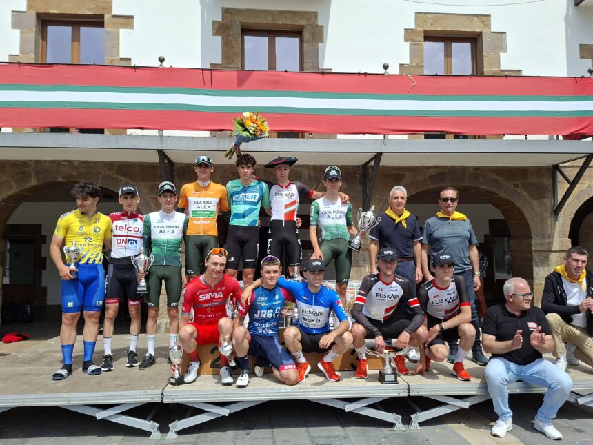 Podio de la prueba de Lazkao - Torneo Euskaldun 2026 (Foto: @Mertxe_Beriain)