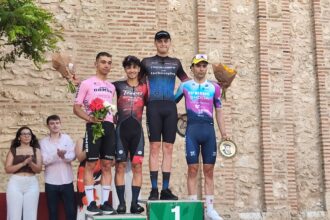 Podio del GP Villa de Mojados 2026 con Baptista en lo más alto (Foto: Technosylva-Rower-Bembibre)