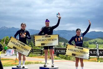 El Pelotón Estíbaliz Sagardoy, Nuria Bosch y Marta Cano suben al podio en la UCI Mountain Bike Continental Series de Cheile Grădiștei