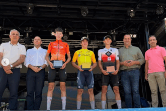 Podio final de la Vuelta a Salamanca junior 2026 (Foto: @vuelta.salamanca.junior)