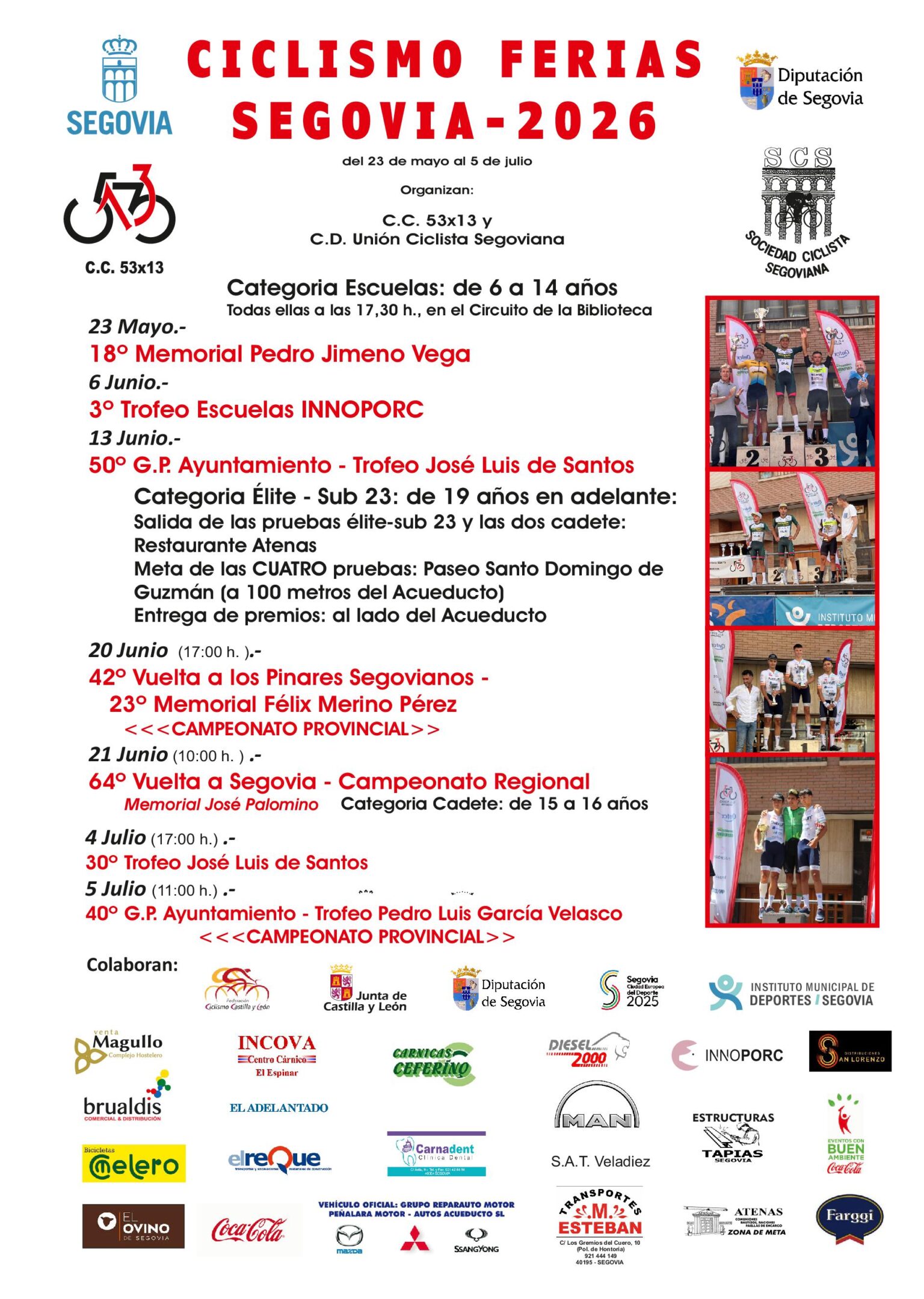 Cartel de las pruebas de Segovia 2026