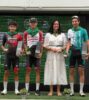 Podio del GP San Lorenzo 2026 de Huesca con Garaiar como ganador (Foto: Torres - Sobato)